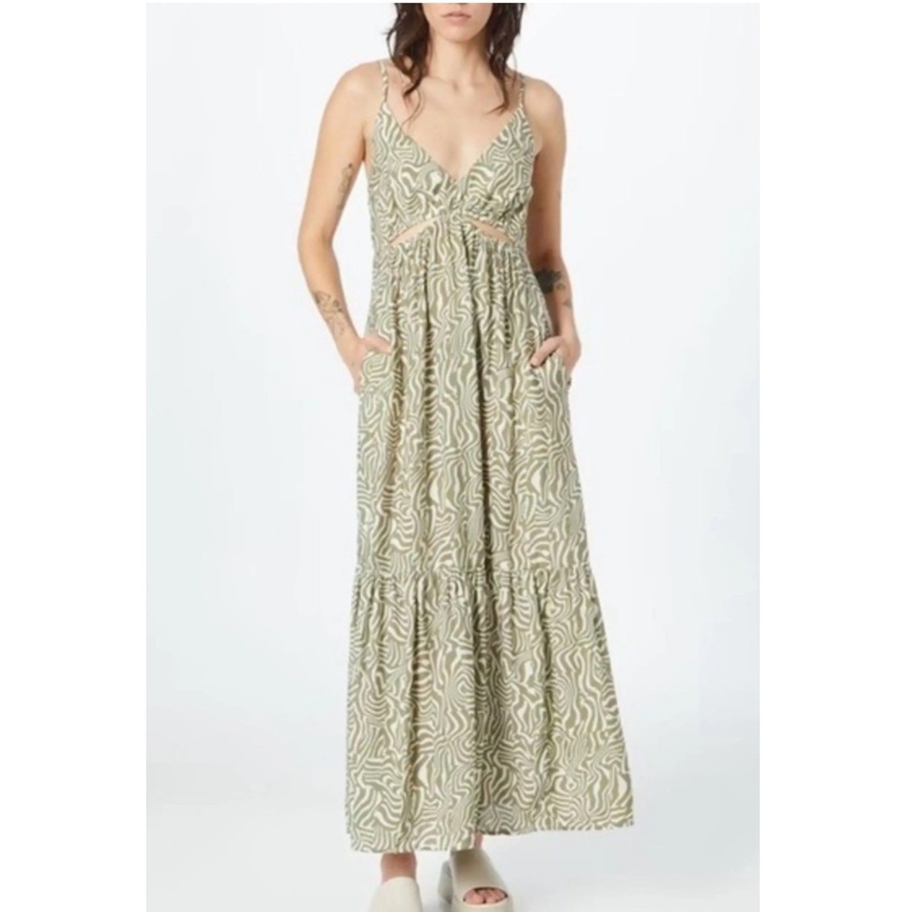 NWT Abercrombie &‎ Fitch Olive Zebra Print Cut-Out Maxi Dress Womens XL
